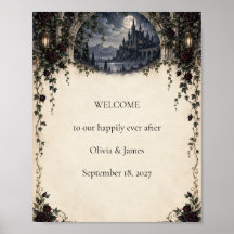 Willkommensschild Gothic Castle Midnight Rose Hoch
