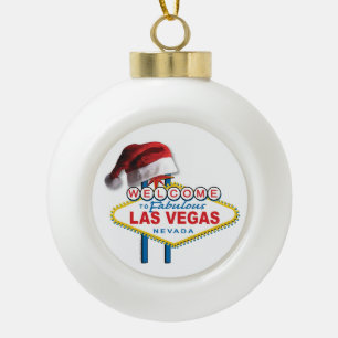 Willkommensschild in Las Vegas zu Weihnachten Keramik Kugel-Ornament