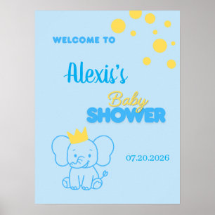 Willkommensschild Kleiner Prinz Elefant Baby Showe Poster