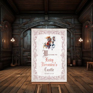 Willkommensschild Mittelalter Frau Mittelalter Poster
