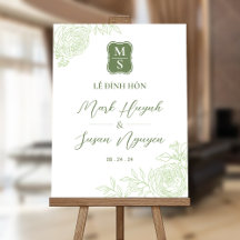 Willkommensschild Monogramm LỄ ĐÍNH HÔN