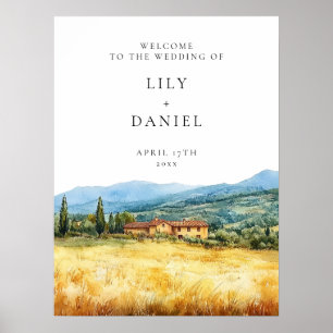 Willkommensschild Rustikale Toskana-Landhochzeit Poster