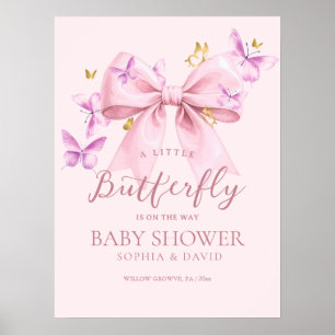 Willkommensschild Schmetterling Rosa Schleife Baby Poster