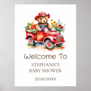 Willkommensschild Süßer Teddy Regional Aufgewachse Poster