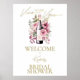 Willkommensschild Vino Before Vows Brautparty Poster