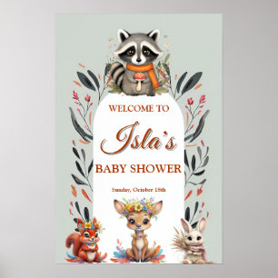 Willkommensschild Waldtiere Baby Shower Süß Für Poster