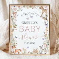 Willkommensschild Waldtiere Wildblumen Baby Shower