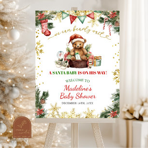 Willkommensschild Weihnachtsbär Santa Junge Baby S Poster