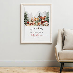 Willkommensschild Winter-Waldtiere-Baby-Party Poster