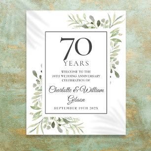 Willkommensschild zum 70. Hochzeitstag Greenery Poster