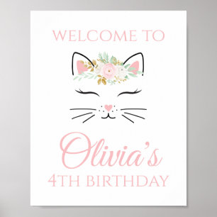 Willkommensschild zum Geburtstag eines Kätzchens m Poster