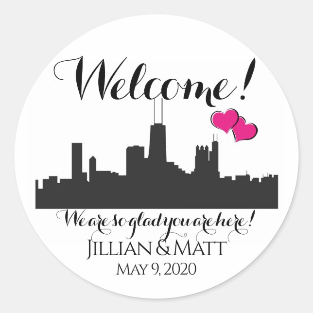 Willkommenstasche Chicago Wedding Stickers (Vorderseite)
