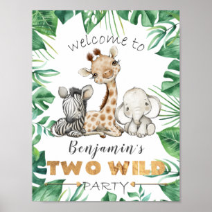 Willkommenstüren-Zeichen für zwei Wild Birthday Pa Poster