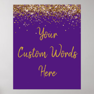 Willkommensunterschrift für Lila und goldene Gebur Poster