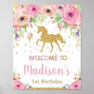 Willkommensunterschrift von Unicorn und Fairy Birt Poster