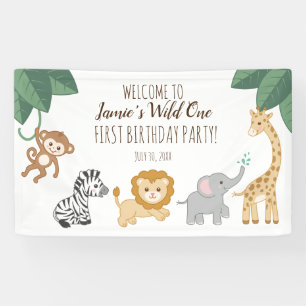 Willkommenszeichen "Wild one Safari/Jungle" Banner