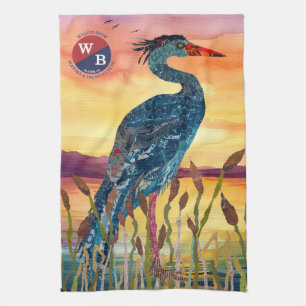 Willow Berm Marina Blue Heron Sunset Serviette de