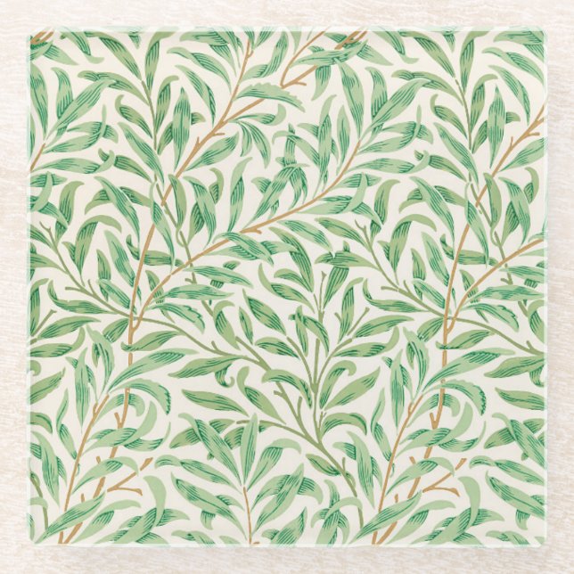 Willow Bough William Morris Pattern Glasuntersetzer (Vorderseite)