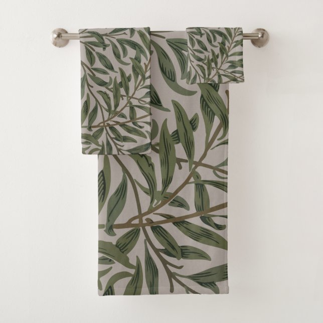Willow Boughs - Green Brown Aqua Badhandtuch Set (Insitu)
