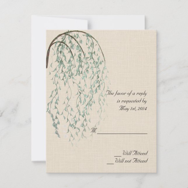 Willow Branch auf Linen Response-Karte RSVP Karte (Vorderseite)