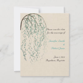 Willow Branch auf Linen Save the Date Einladung