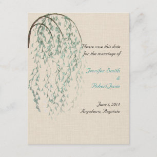 Willow Branch auf Linen Save the Date Einladung