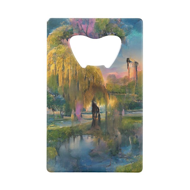 Willow d'or au coucher du soleil près de l'étang (Devant)