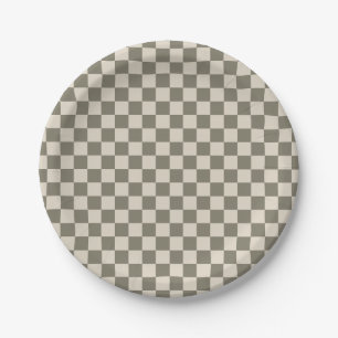Willow Grau and Bone Checkerboard Pappteller