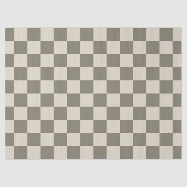 Willow Grau and Bone Checkerboard Seidenpapier (Vorderseite)