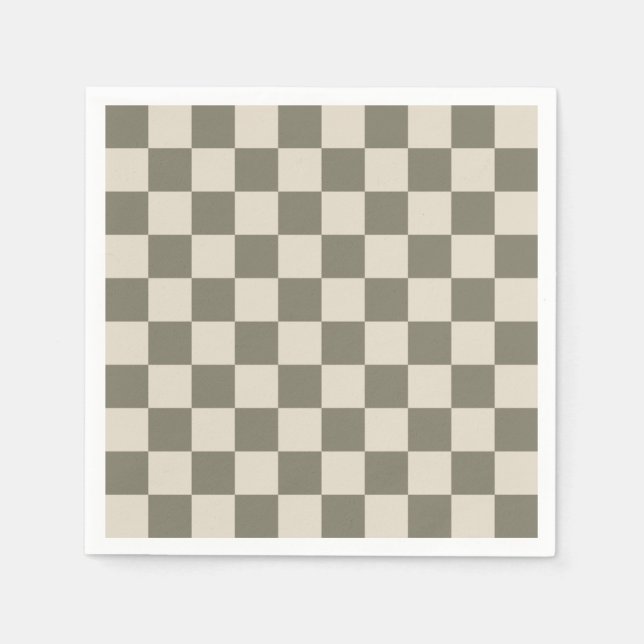 Willow Grau and Bone Checkerboard Serviette (Vorderseite)