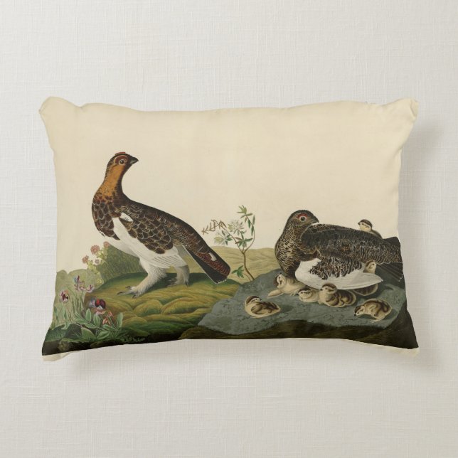 Willow Grous (Grouse) - Audubons Vögel von Amerika Dekokissen (Vorderseite)