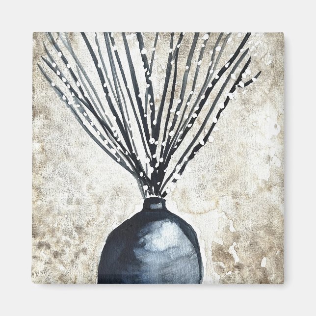 Willow in Vase Aquarell Magnet (Vorne)