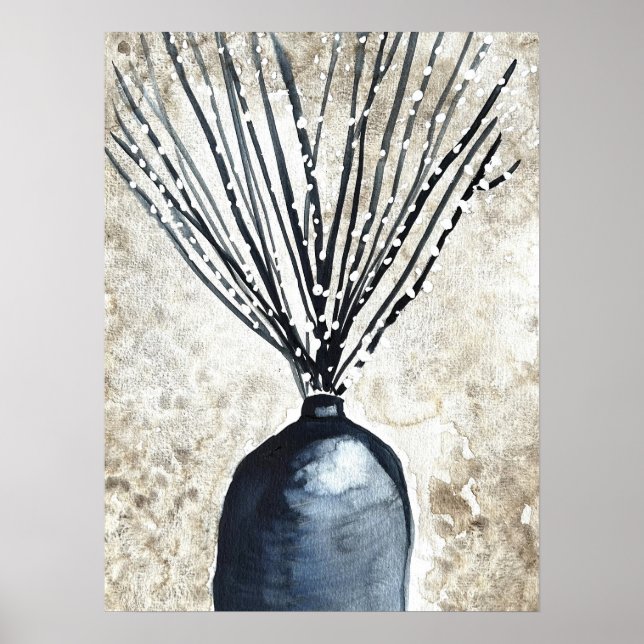 Willow in Vase Aquarell Poster (Vorne)