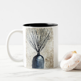 Willow in Vase Aquarell Zweifarbige Tasse