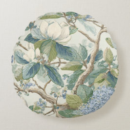 Willow Little Magnolia Wallpaper Floral Coastal  Rundes Kissen