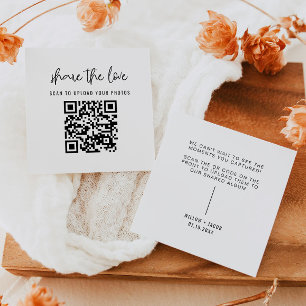 WILLOW Modern Share the Liebe QR Code Table Cards Mitteilungskarte