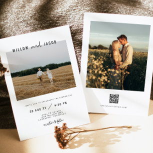 WILLOW Modernes Minimal Square Foto Hochzeit Einladung