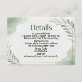 Willow Sage Hochzeitseinlagekarte Begleitkarte