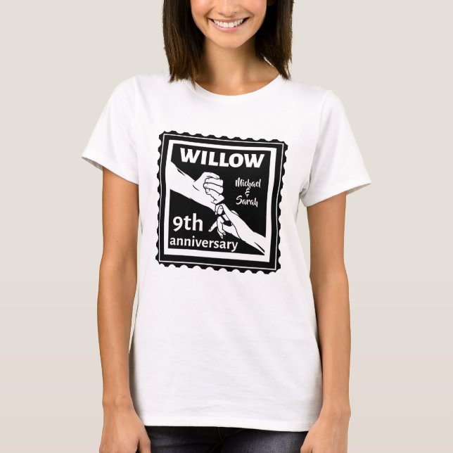 Willow traditionelles Geschenk 10. Hochzeitstag. T-Shirt (Vorderseite)