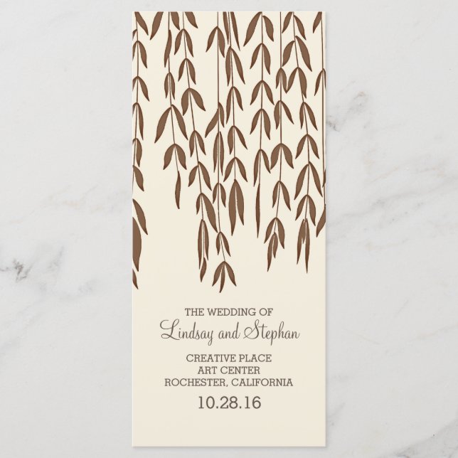 Willow Tree Branches Elegante Hochzeitsprogramme Programm (Vorderseite)
