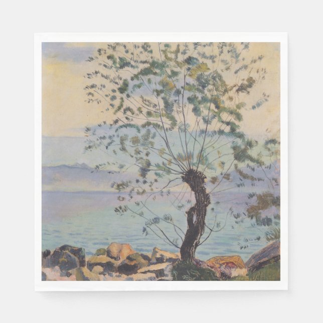 Willow Tree by the Lake (Schweizer Landschaft) Serviette (Vorderseite)