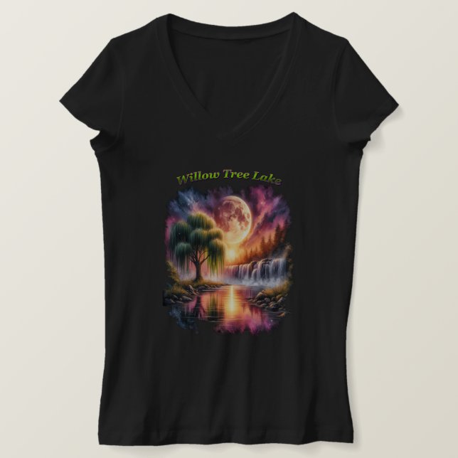 Willow Tree Lake Moonlit Falls T-Shirt (Design vorne)