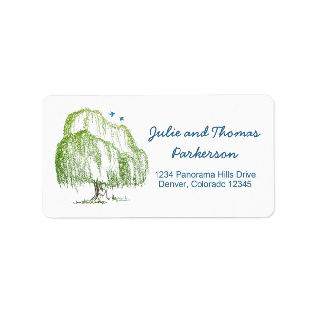 Willow Tree Wedding Address Labels Adressaufkleber (Vorne)