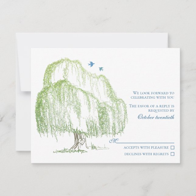 Willow Tree Wedding Response Card Einladung (Vorderseite)