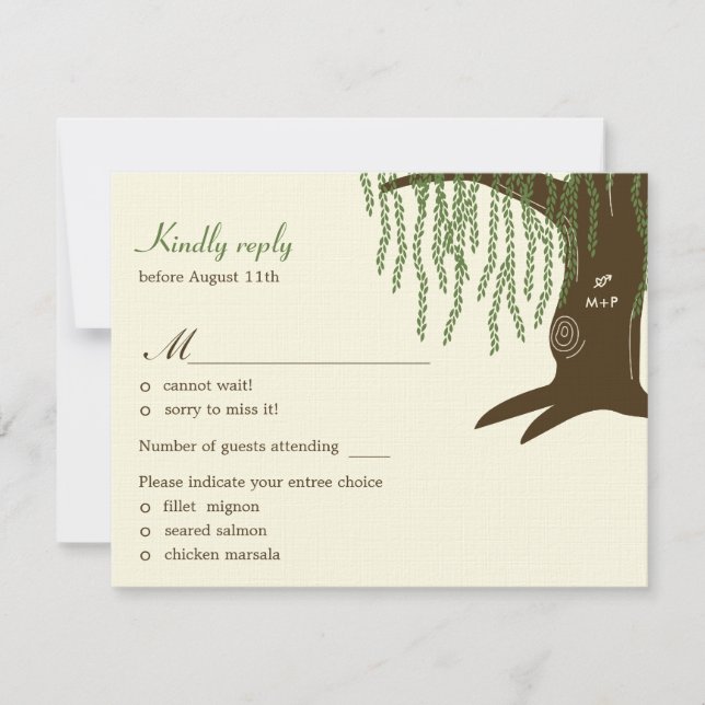 Willow Tree Wedding RSVP / Response Card Karte (Vorderseite)