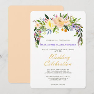 Willow und florale Moderne Hochzeitseinladung Einladung