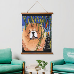 WILLOW WIND - Chow-Wandtapeten Wandteppich Mit Holzrahmen