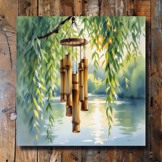 Willow, Windchimes und See Leinwanddruck (Von Creator hochgeladen)