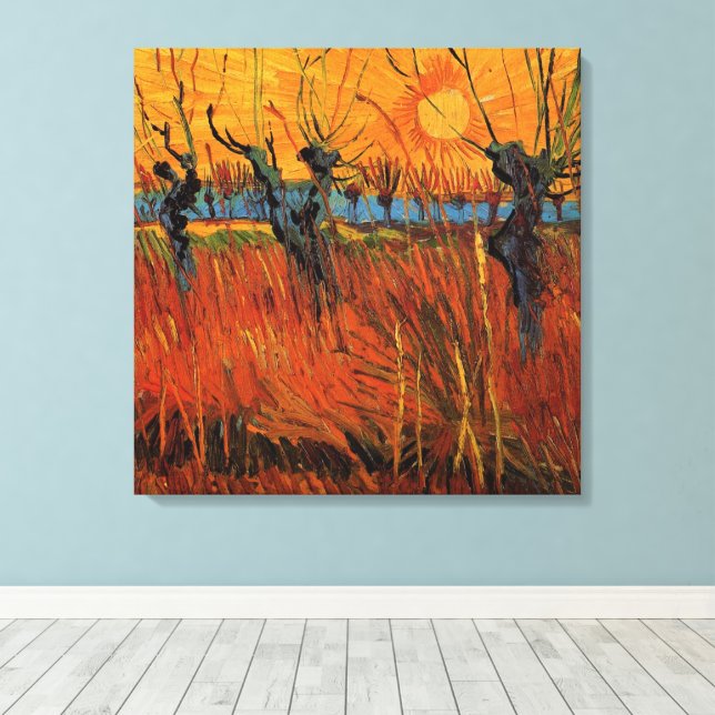 Willows at Sunset by Vincent van Gogh Leinwanddruck (Insitu (Holzboden))