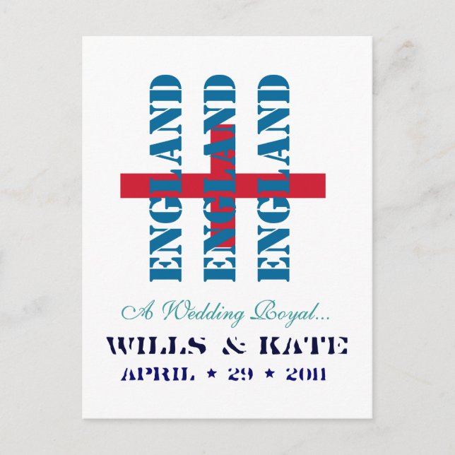 Wills et Kate Royal Mariage ANGLAND Carte postale (Devant)